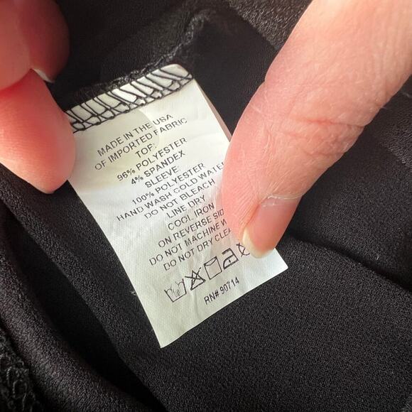 CeCe Women's Mixed Media Pearl-Stud Top in Rich Black - Small - Picture 6 of 9